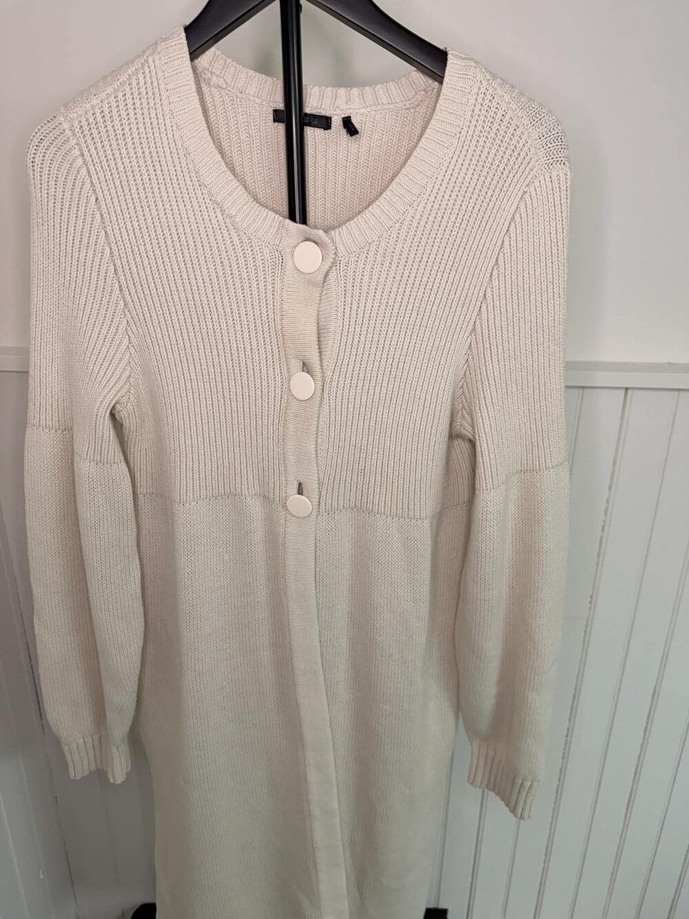 Designeries Moda Cream Long Knit Cardigan Sweater Dress Size L